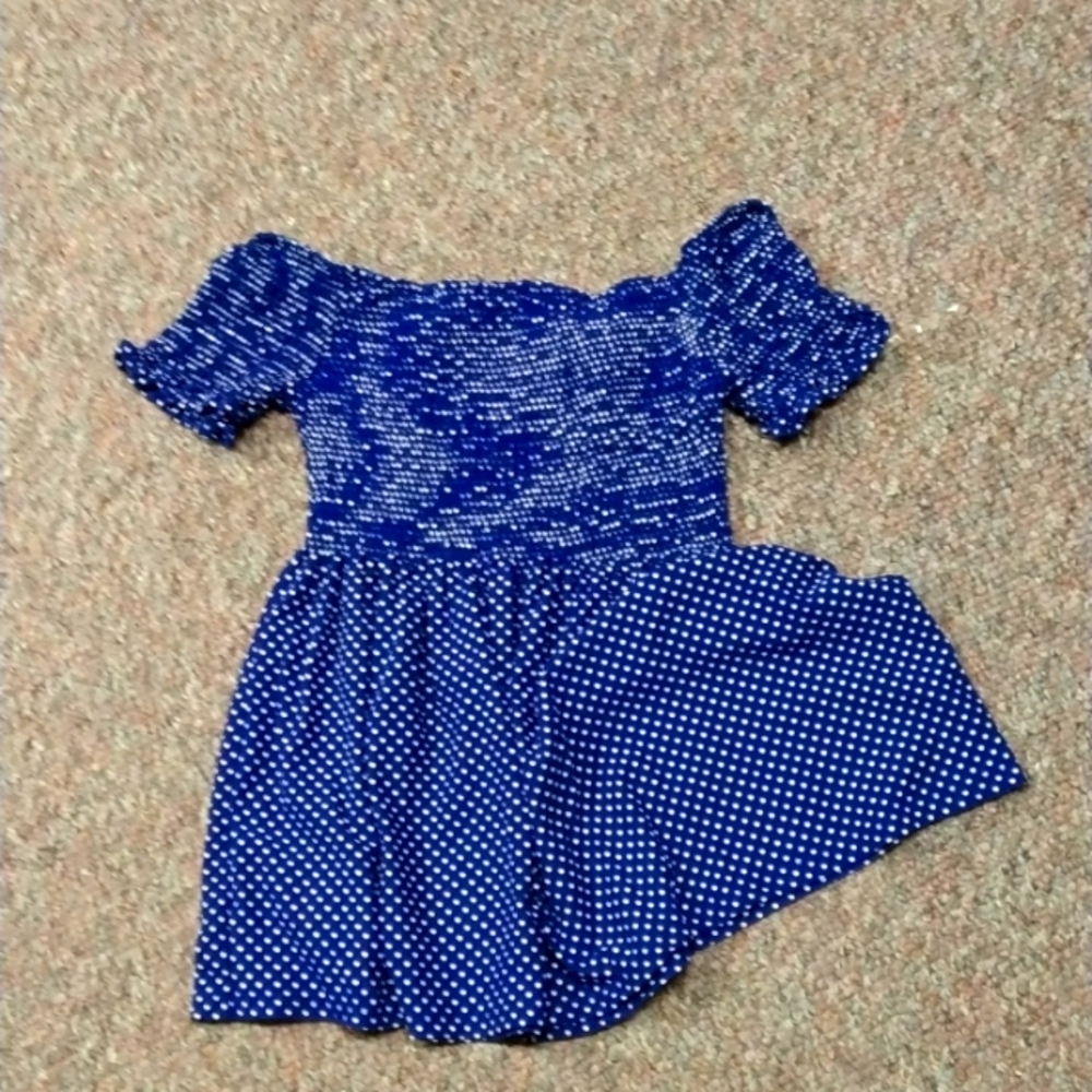 Never before worn/new cute navy blue and polka dotted cold shoulder top